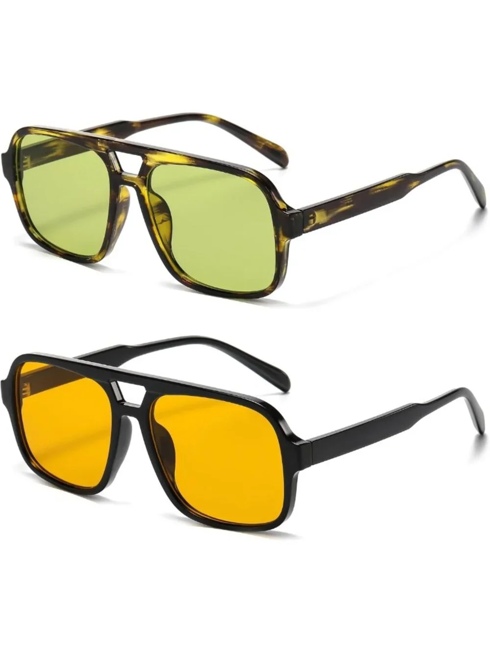 Trendy Retro Oversized Aviator Sunglasses for Women & Men - Vintage Square